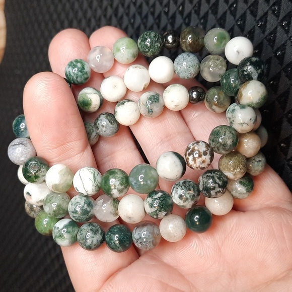 Tree Moss Agate 8mm Bracelet - Picture 3 of 5